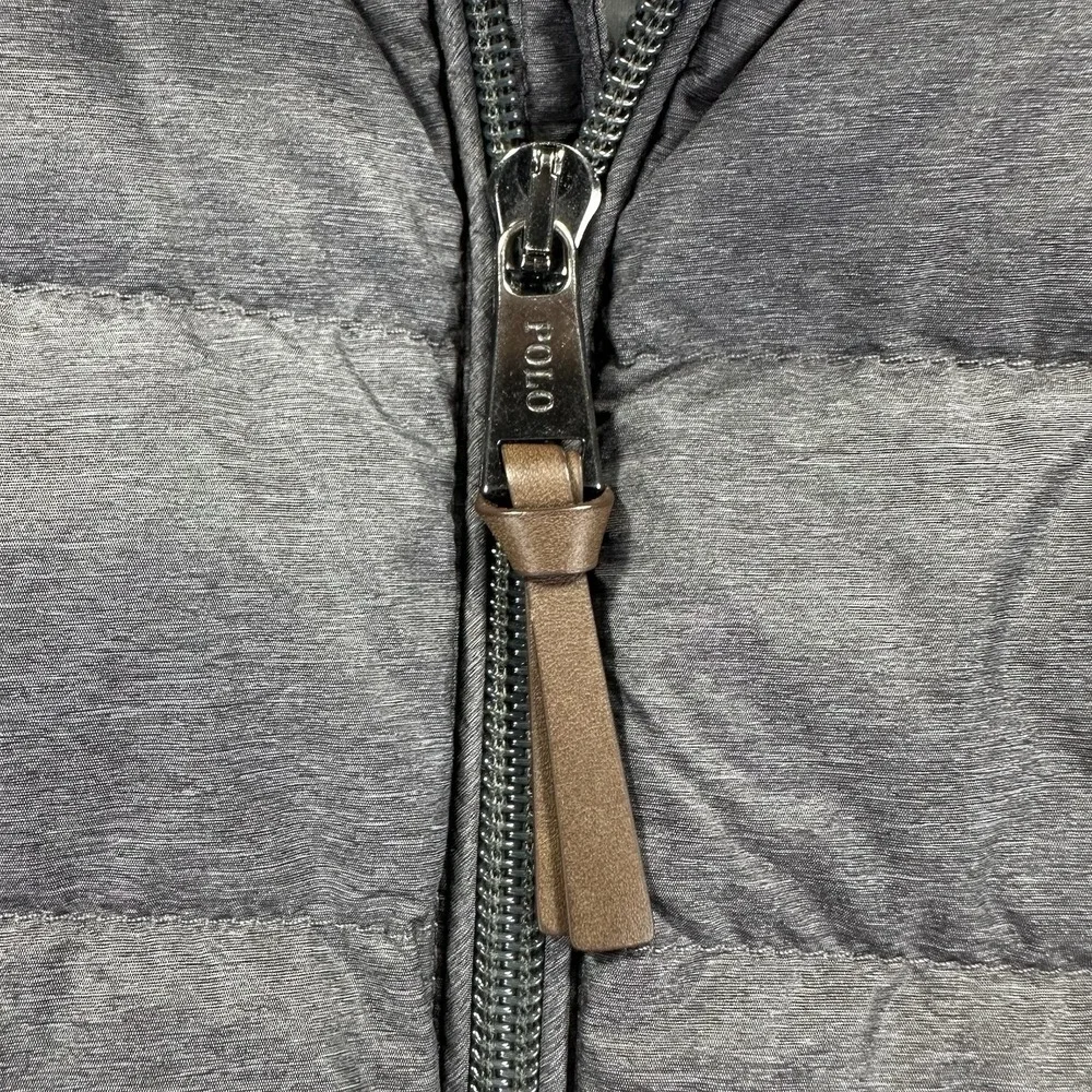 Polo Ralph Lauren Mens XL Gray Duck Down Full Zip Puffer Vest Pony Logo Pockets